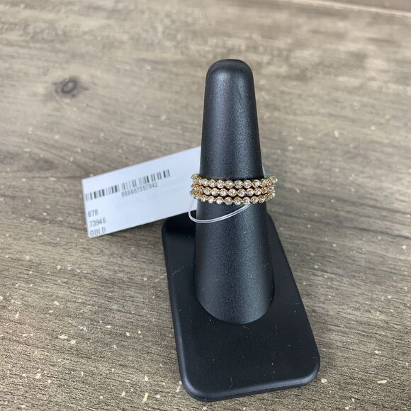 Nordstrom Rack Set of 3 Fashion Jewelry Rings Gold Enamel Multicolor Crystal $58 - Picture 2 of 7